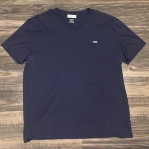 Lacoste Navy Blue V Neck Tee Men’s Size XXL